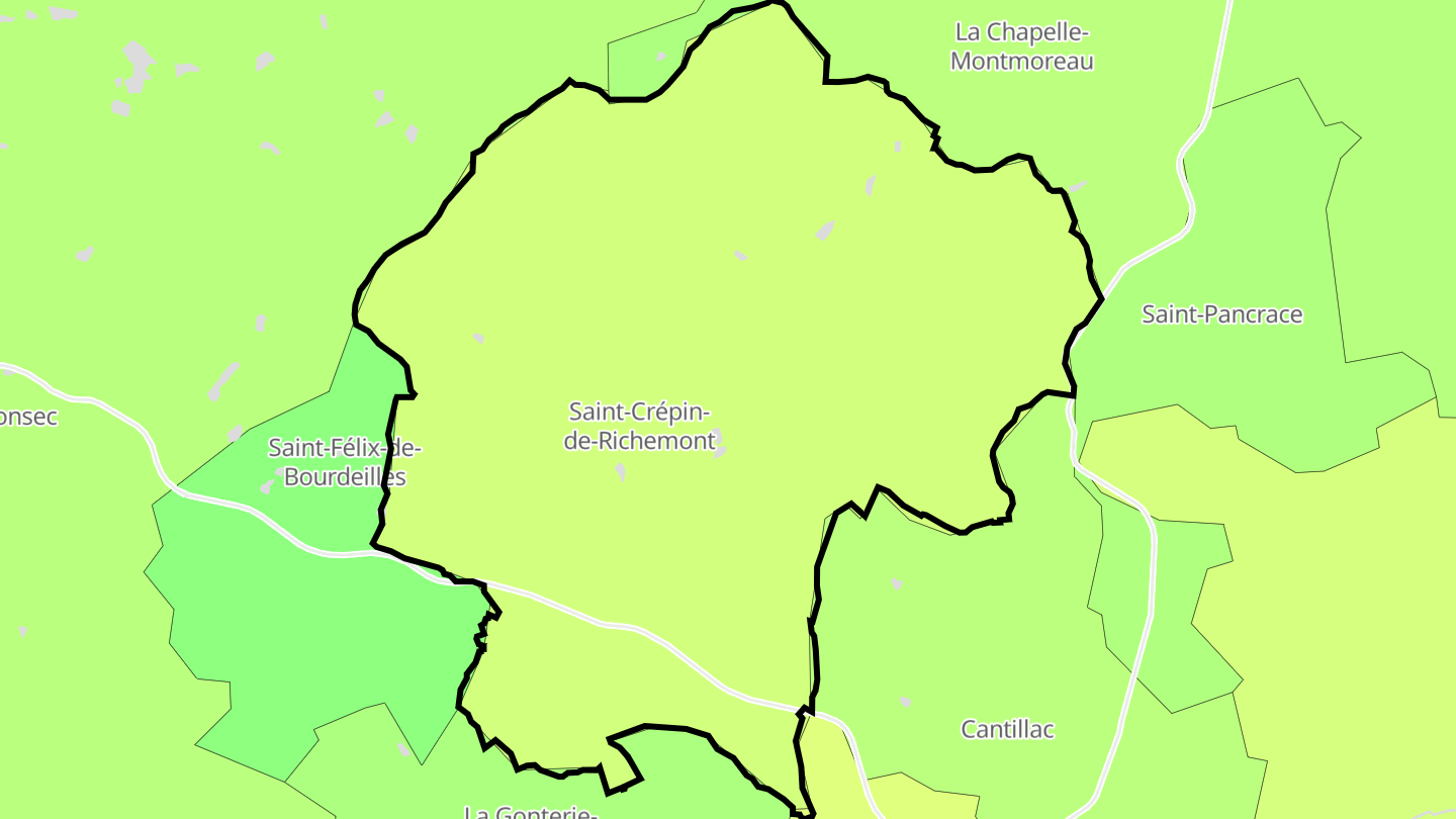 Carte des prix de l'immobilier Saint-Crépin-de-Richemont
