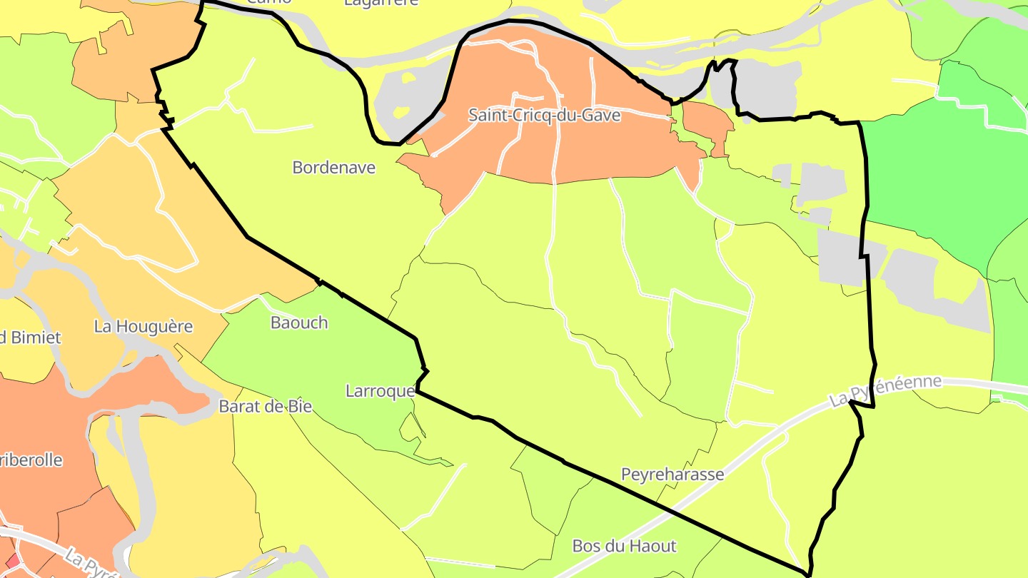 Carte des prix de l'immobilier Saint-Cricq-du-Gave