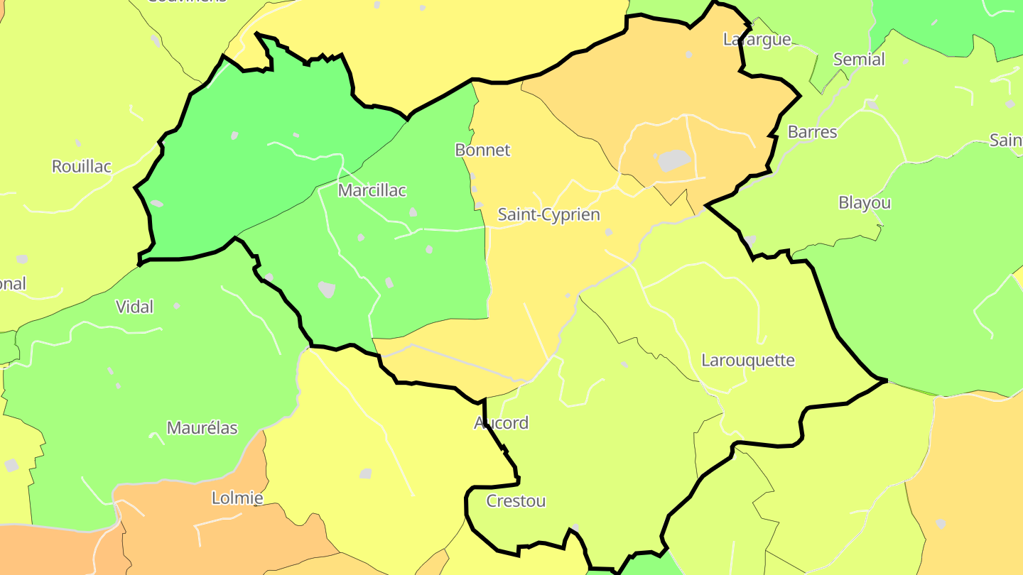 Carte des prix de l'immobilier Saint-Cyprien