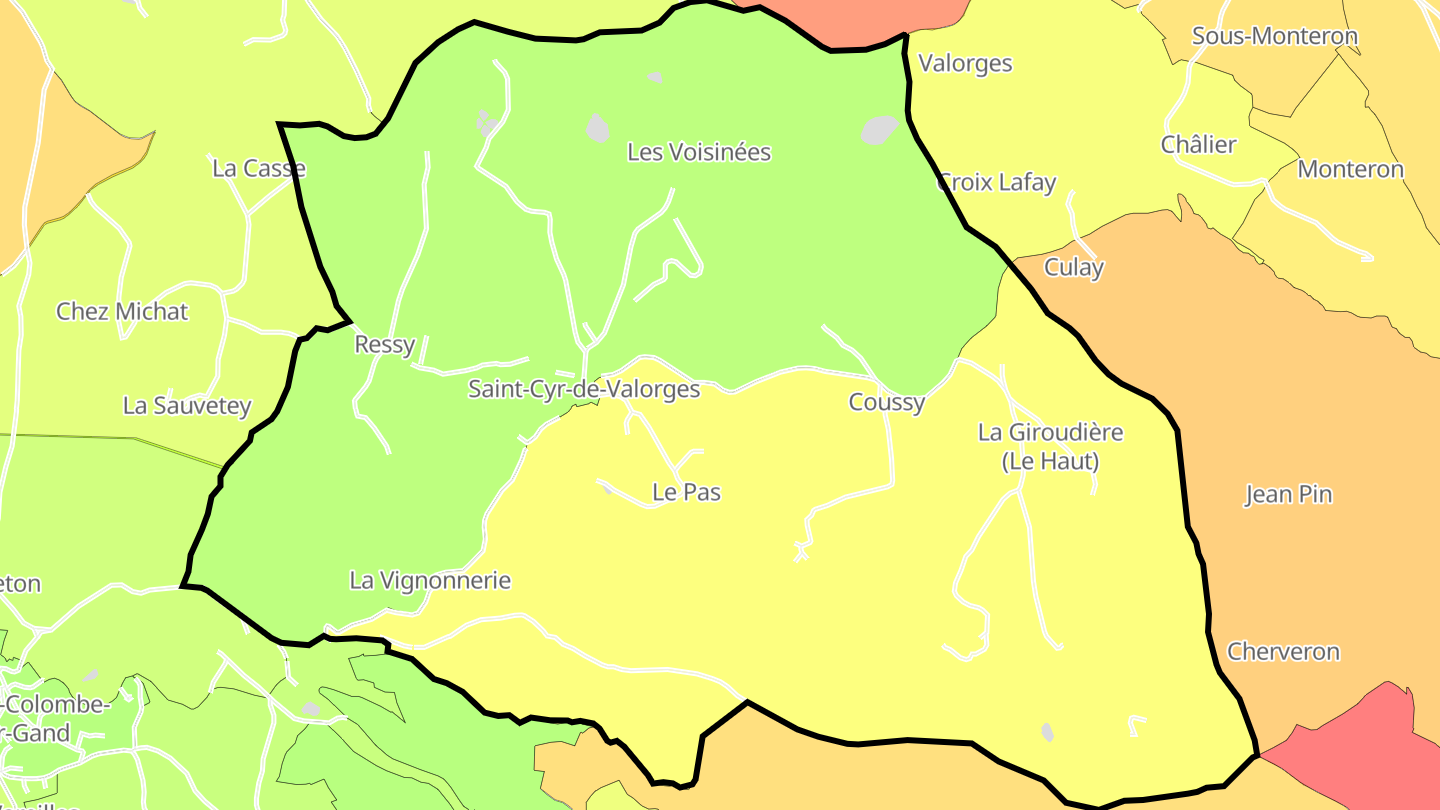 Carte des prix de l'immobilier Saint-Cyr-de-Valorges