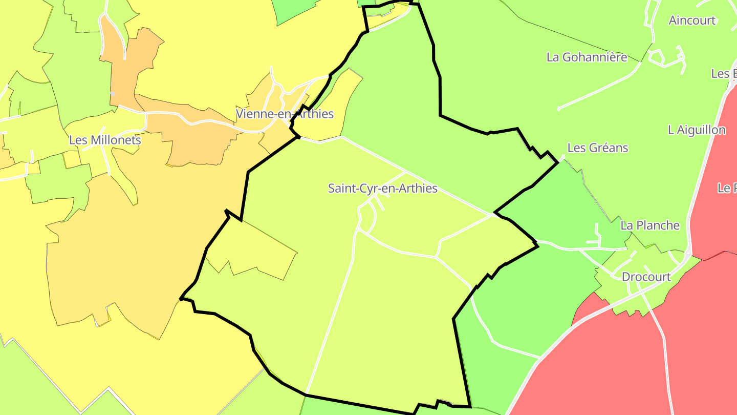 Carte des prix de l'immobilier Saint-Cyr-en-Arthies