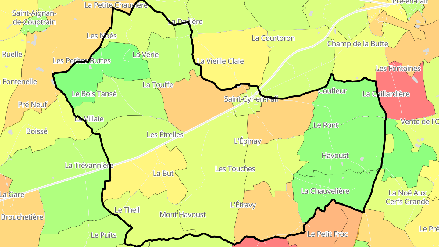 Carte des prix de l'immobilier Saint-Cyr-en-Pail