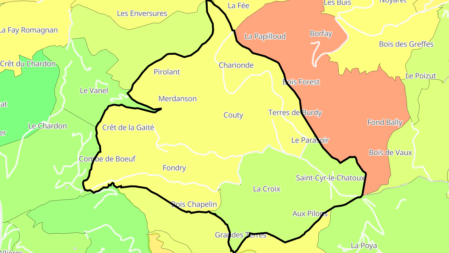 Carte des prix de l'immobilier Saint-Cyr-le-Chatoux