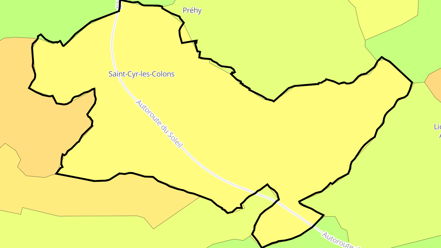 Carte des prix de l'immobilier Saint-Cyr-les-Colons