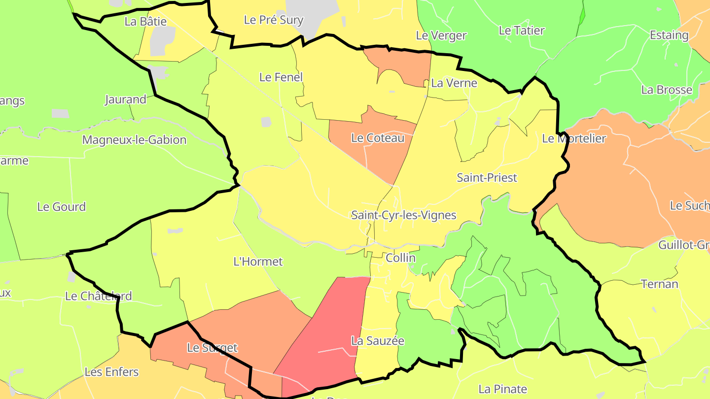 Carte des prix de l'immobilier Saint-Cyr-les-Vignes