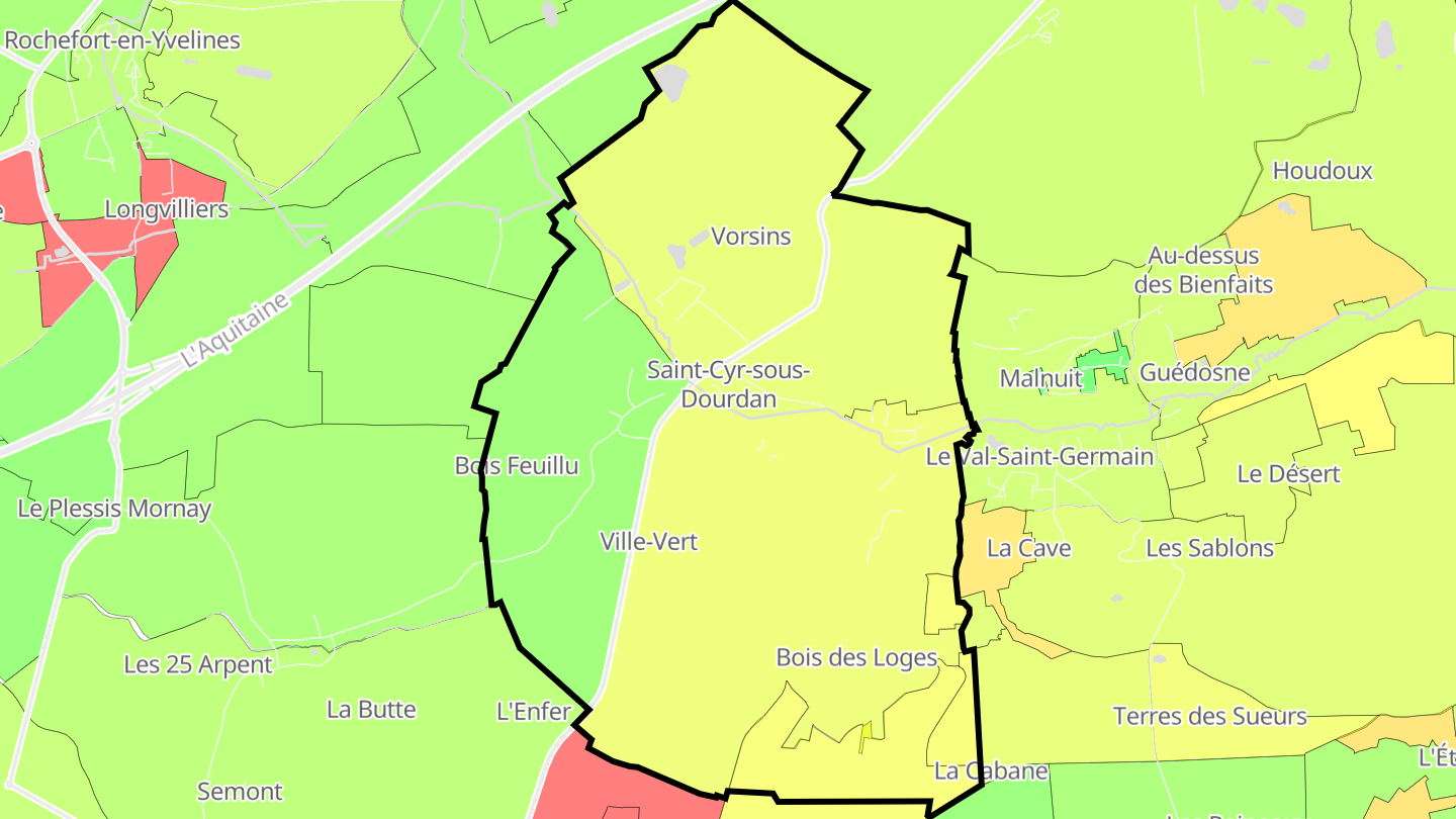 Carte des prix de l'immobilier Saint-Cyr-sous-Dourdan