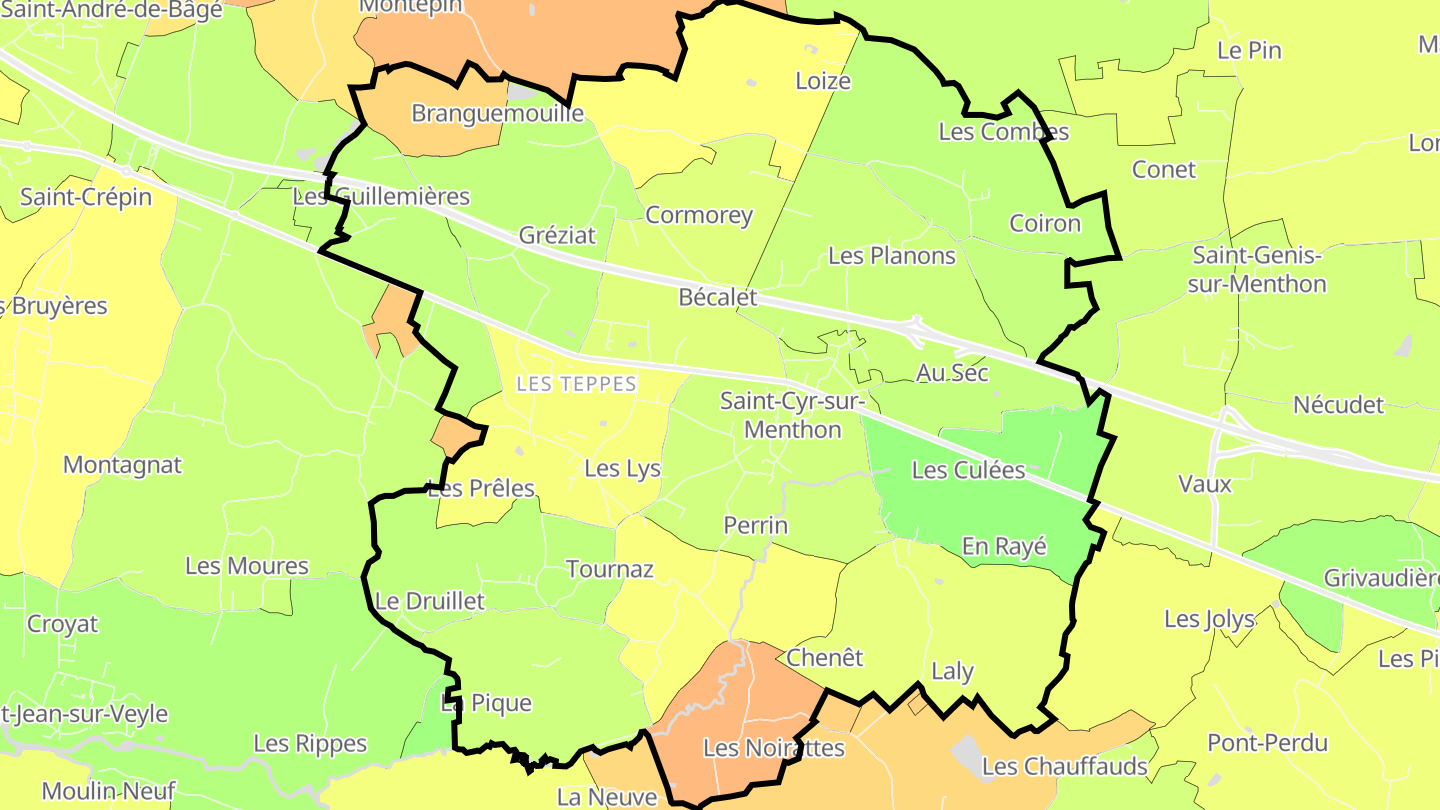 Carte des prix de l'immobilier Saint-Cyr-sur-Menthon