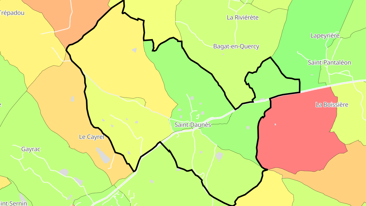 Carte des prix de l'immobilier Saint-Daunès