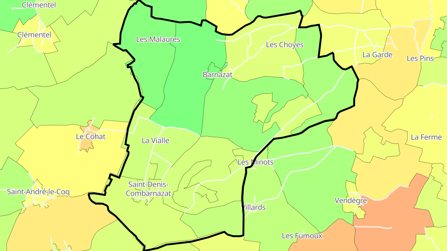 Carte des prix de l'immobilier Saint-Denis-Combarnazat