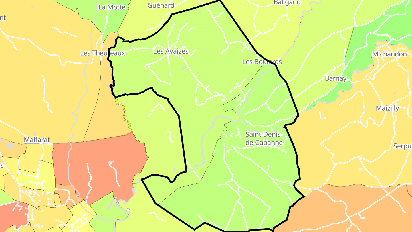 Carte des prix de l'immobilier Saint-Denis-de-Cabanne