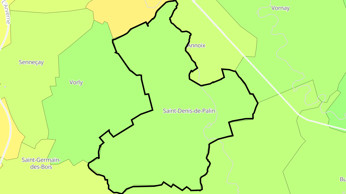 Carte des prix de l'immobilier Saint-Denis-de-Palin