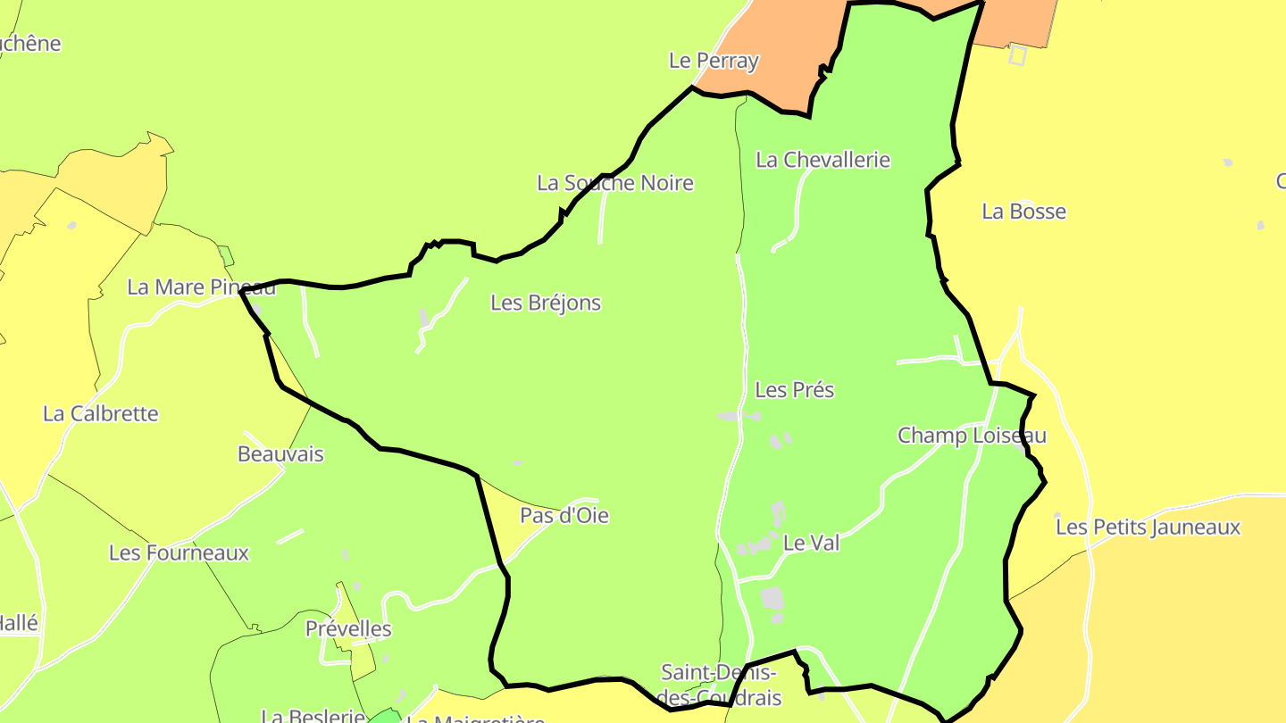Carte des prix de l'immobilier Saint-Denis-des-Coudrais