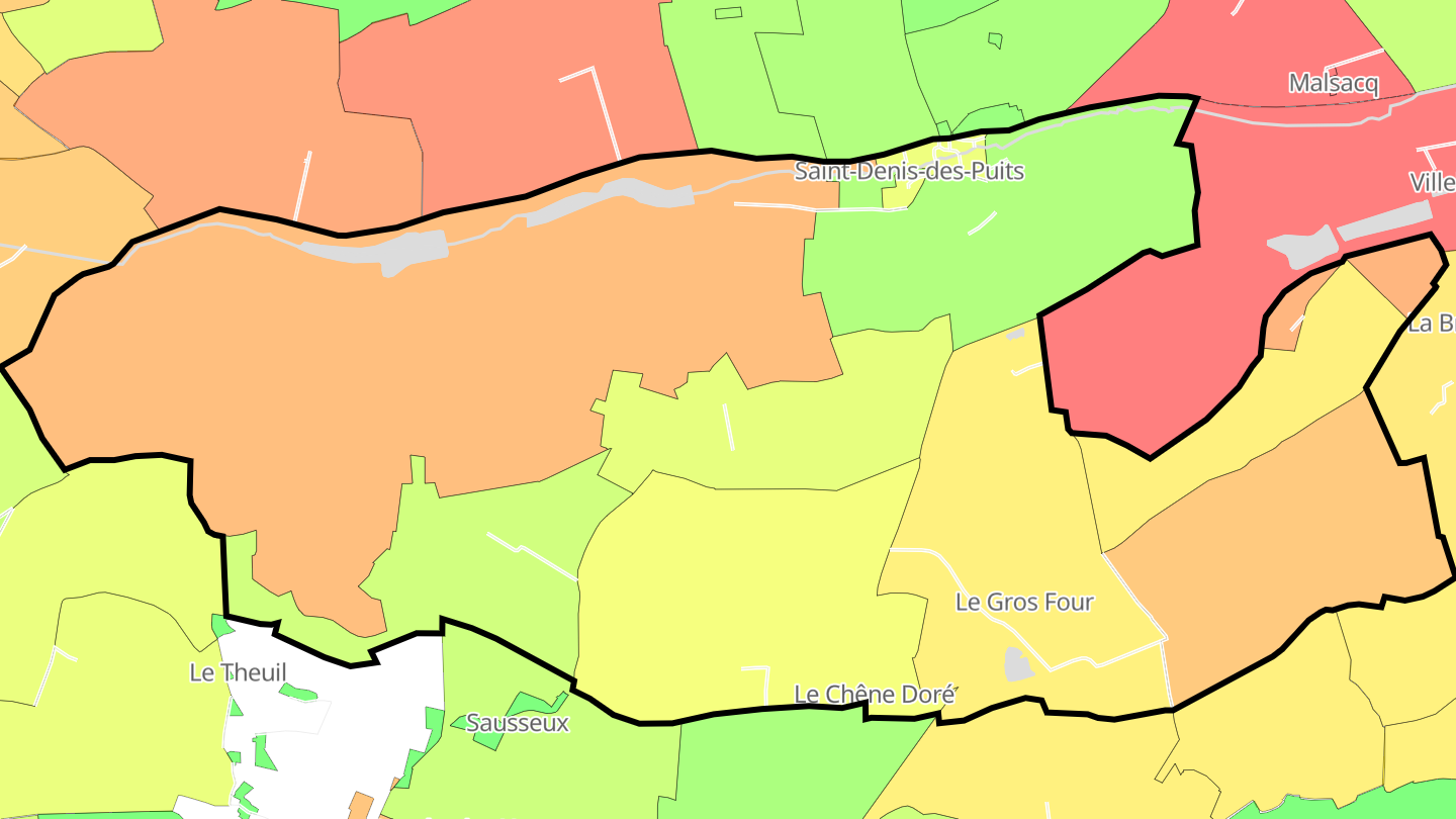 Carte des prix de l'immobilier Saint-Denis-des-Puits