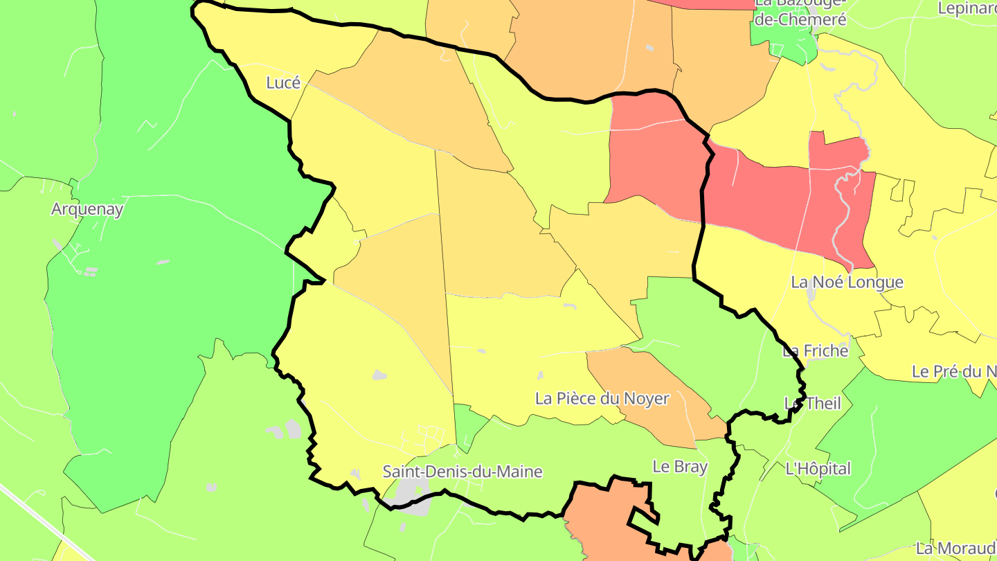 Carte des prix de l'immobilier Saint-Denis-du-Maine