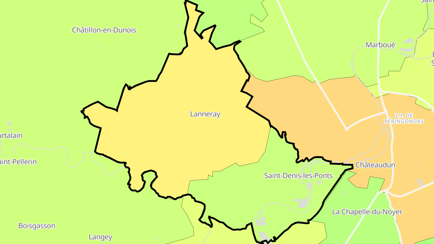Carte des prix de l'immobilier Saint-Denis-Lanneray