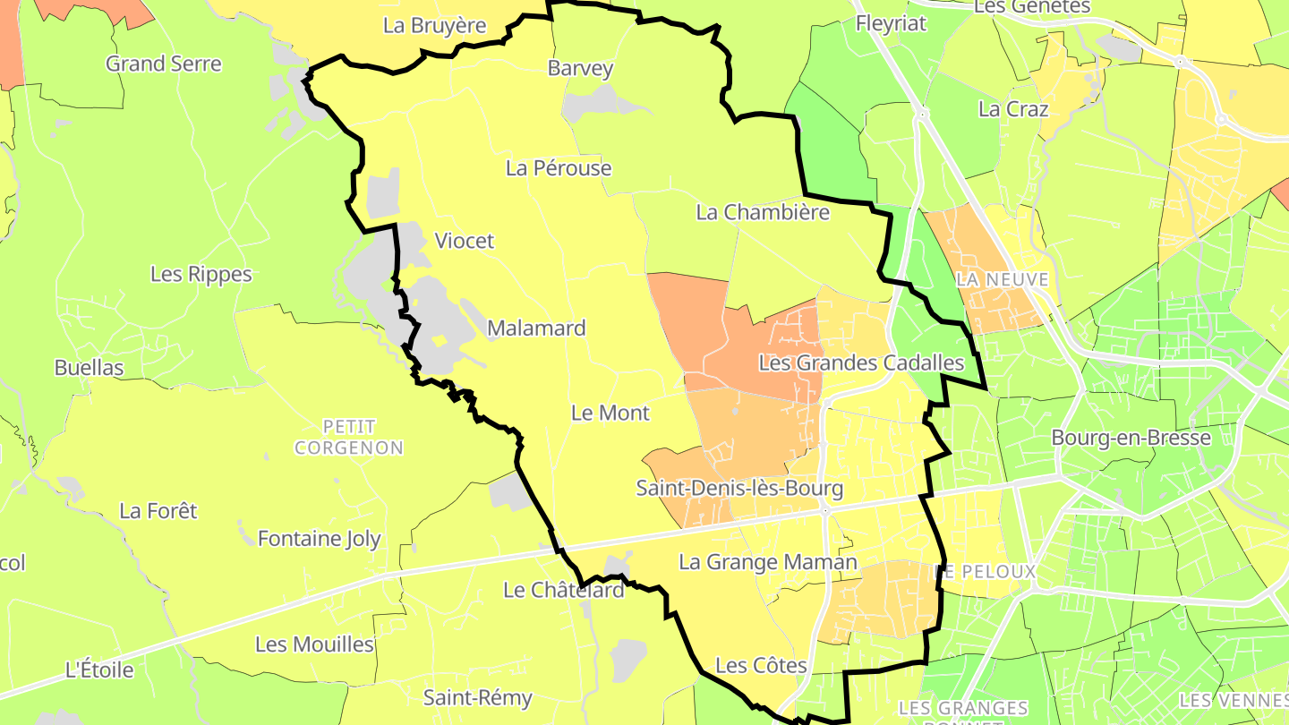 Carte des prix de l'immobilier Saint-Denis-lès-Bourg