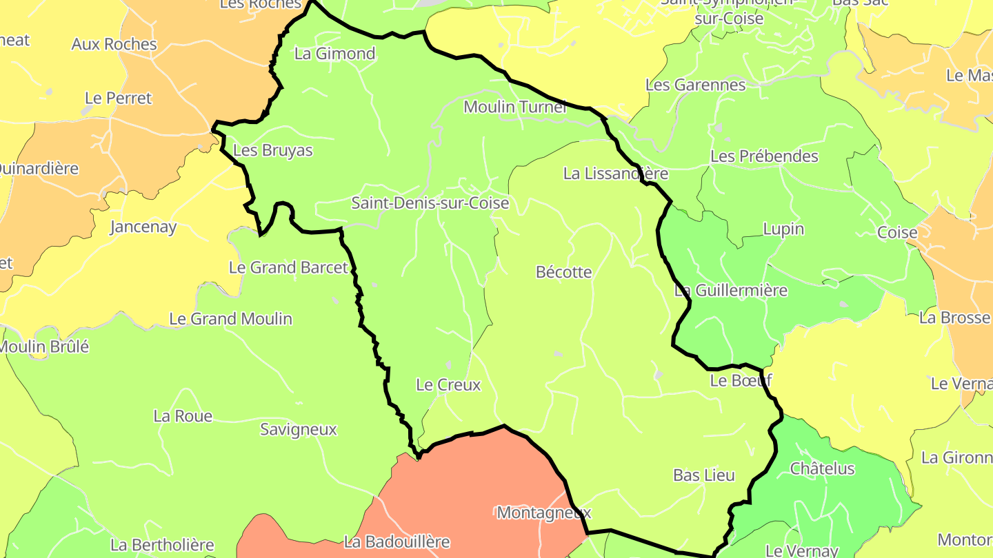 Carte des prix de l'immobilier Saint-Denis-sur-Coise