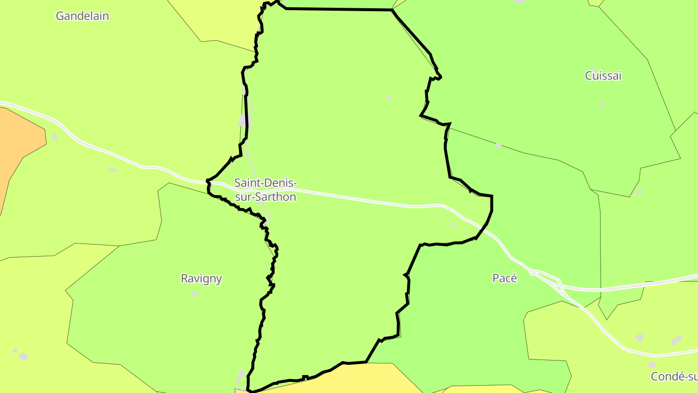 Carte des prix de l'immobilier Saint-Denis-sur-Sarthon