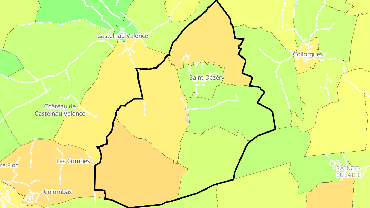 Carte des prix de l'immobilier Saint-Dézéry