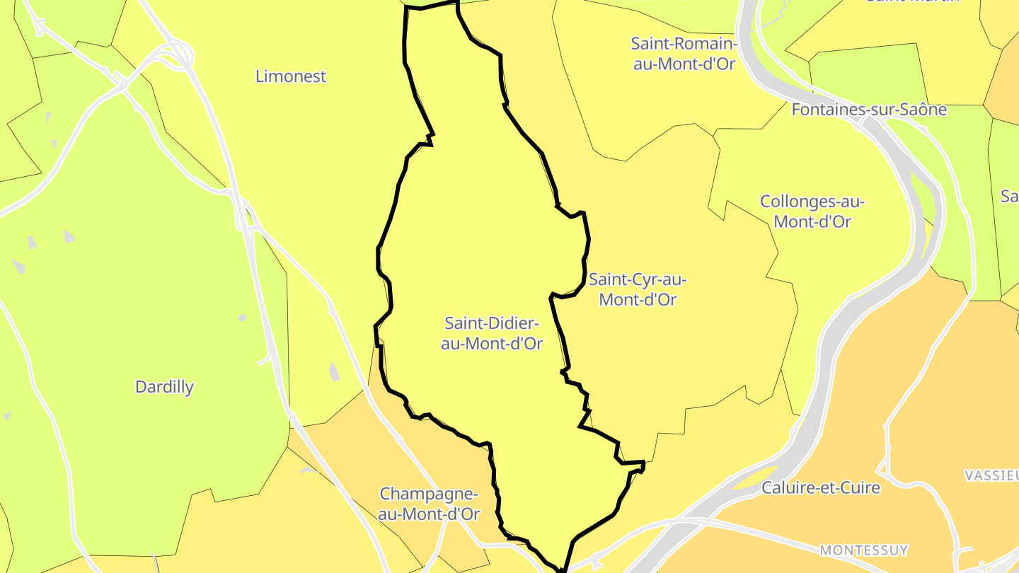 Carte des prix de l'immobilier Saint-Didier-au-Mont-d'Or