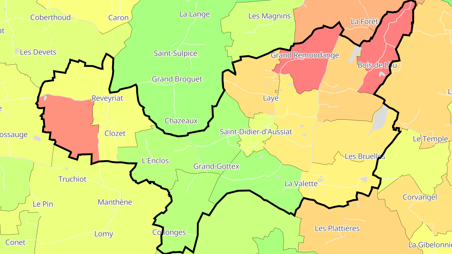 Carte des prix de l'immobilier Saint-Didier-d'Aussiat