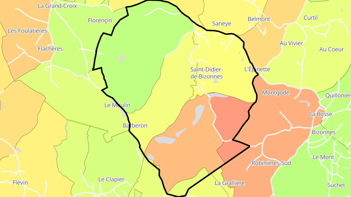 Carte des prix de l'immobilier Saint-Didier-de-Bizonnes