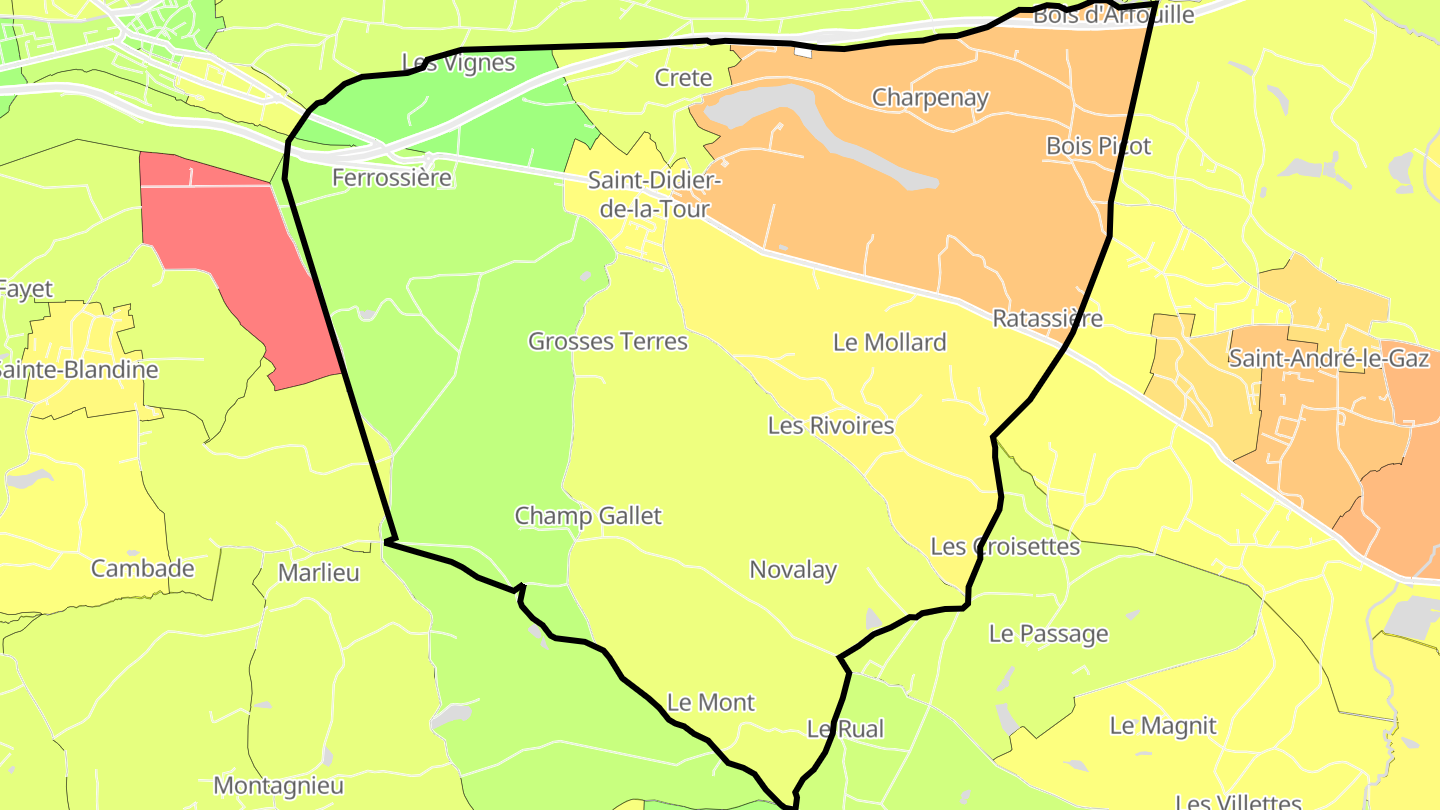 Carte des prix de l'immobilier Saint-Didier-de-la-Tour