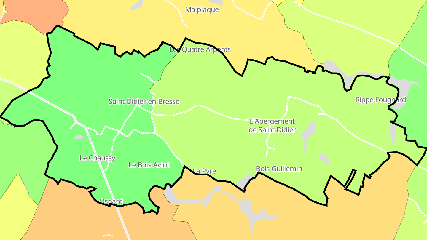 Carte des prix de l'immobilier Saint-Didier-en-Bresse
