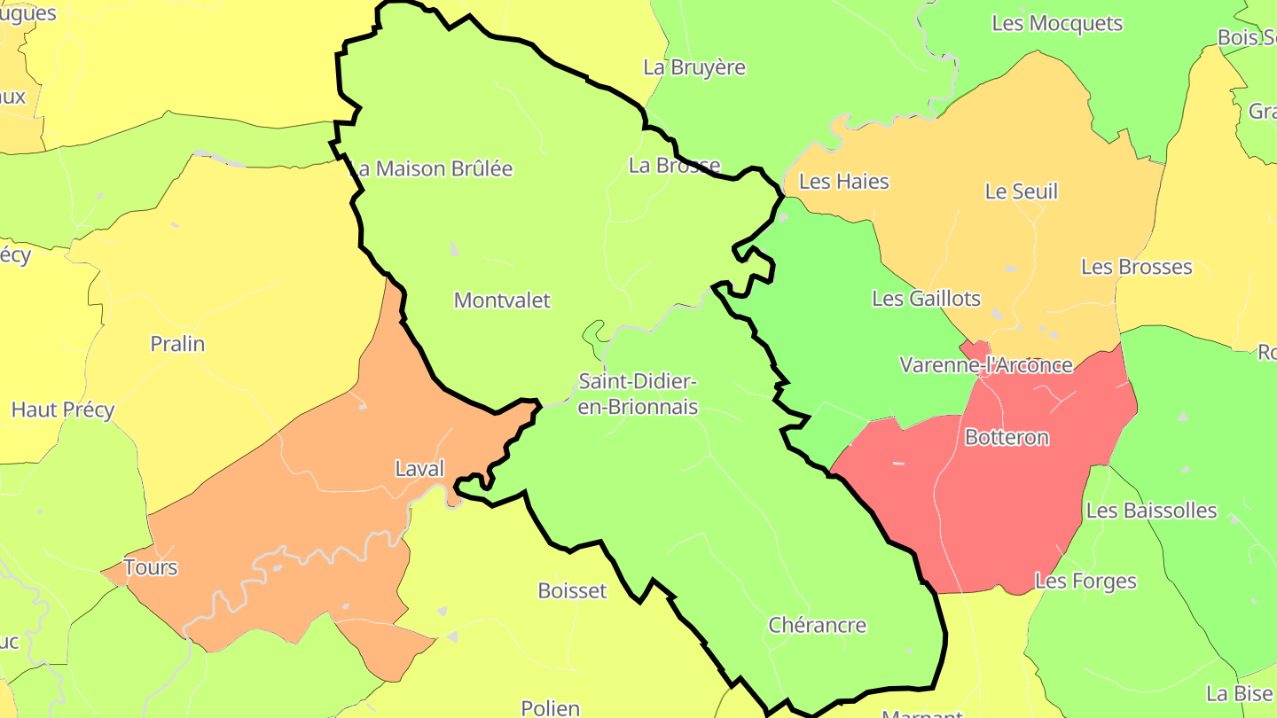 Carte des prix de l'immobilier Saint-Didier-en-Brionnais