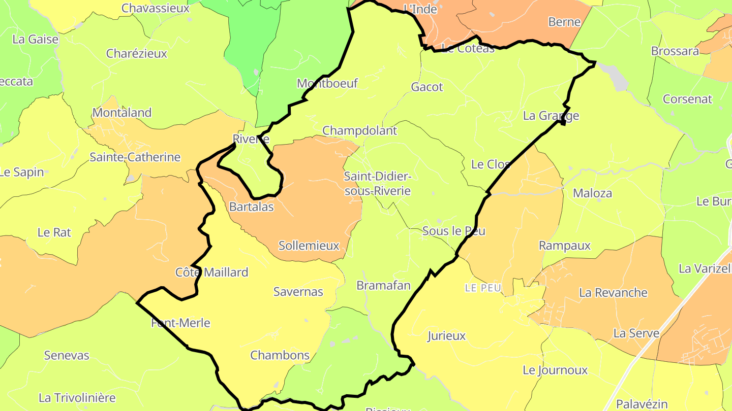 Carte des prix de l'immobilier Saint-Didier-sous-Riverie