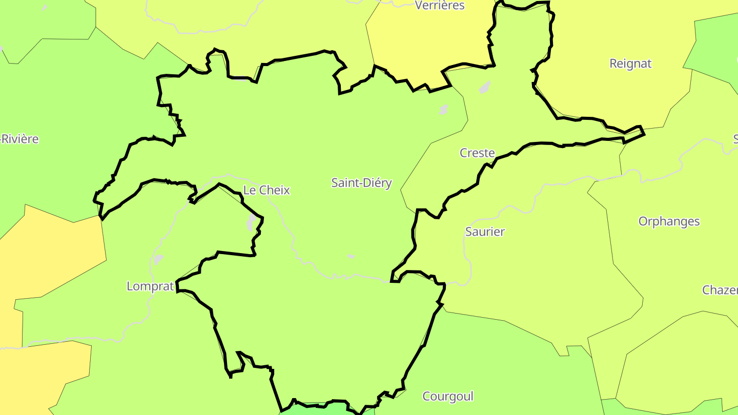 Carte des prix de l'immobilier Saint-Diéry