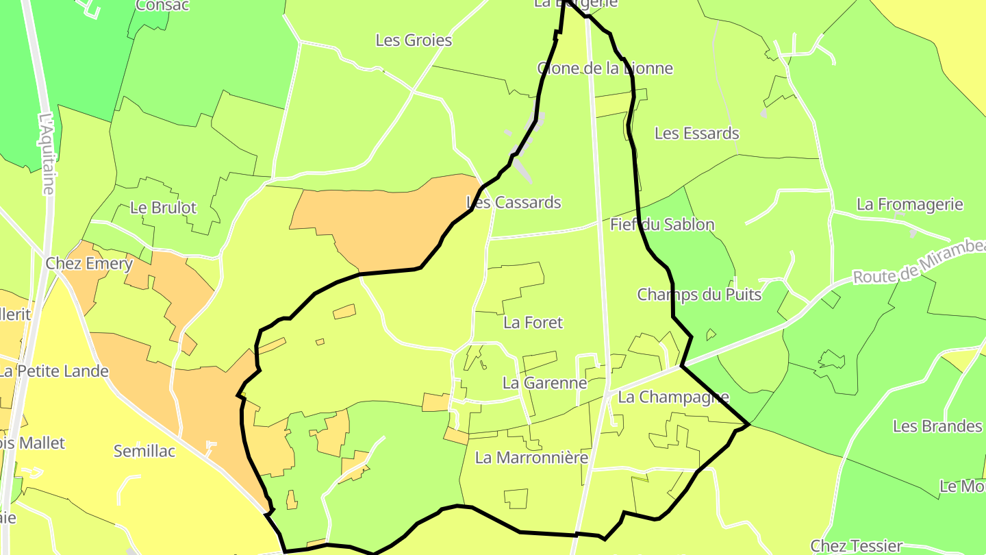 Carte des prix de l'immobilier Saint-Dizant-du-Bois