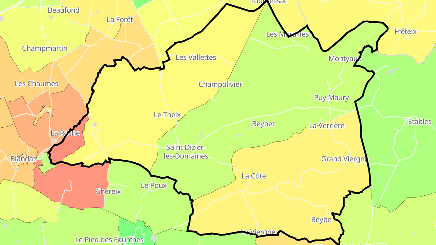 Carte des prix de l'immobilier Saint-Dizier-les-Domaines