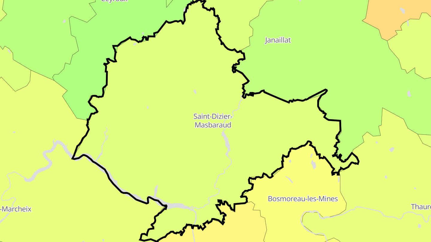 Carte des prix de l'immobilier Saint-Dizier-Leyrenne