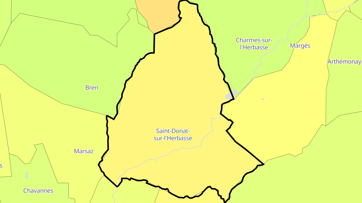 Carte des prix de l'immobilier Saint-Donat-sur-l'Herbasse