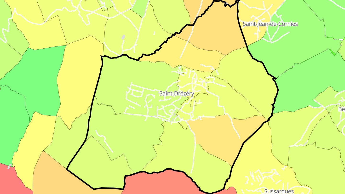 Carte des prix de l'immobilier Saint-Drézéry