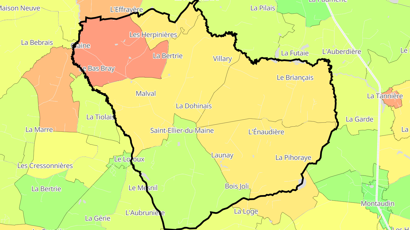 Carte des prix de l'immobilier Saint-Ellier-du-Maine