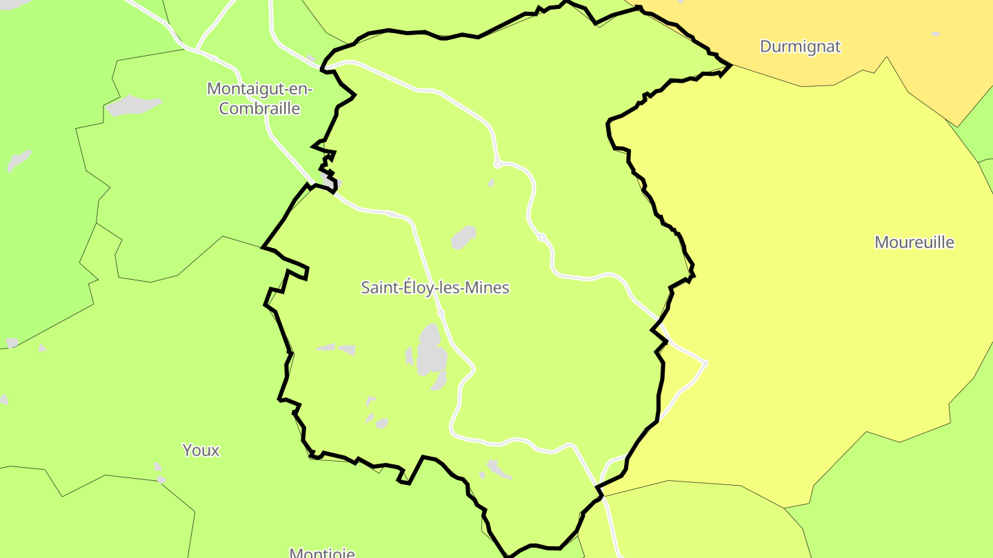 Carte des prix de l'immobilier Saint-Éloy-les-Mines