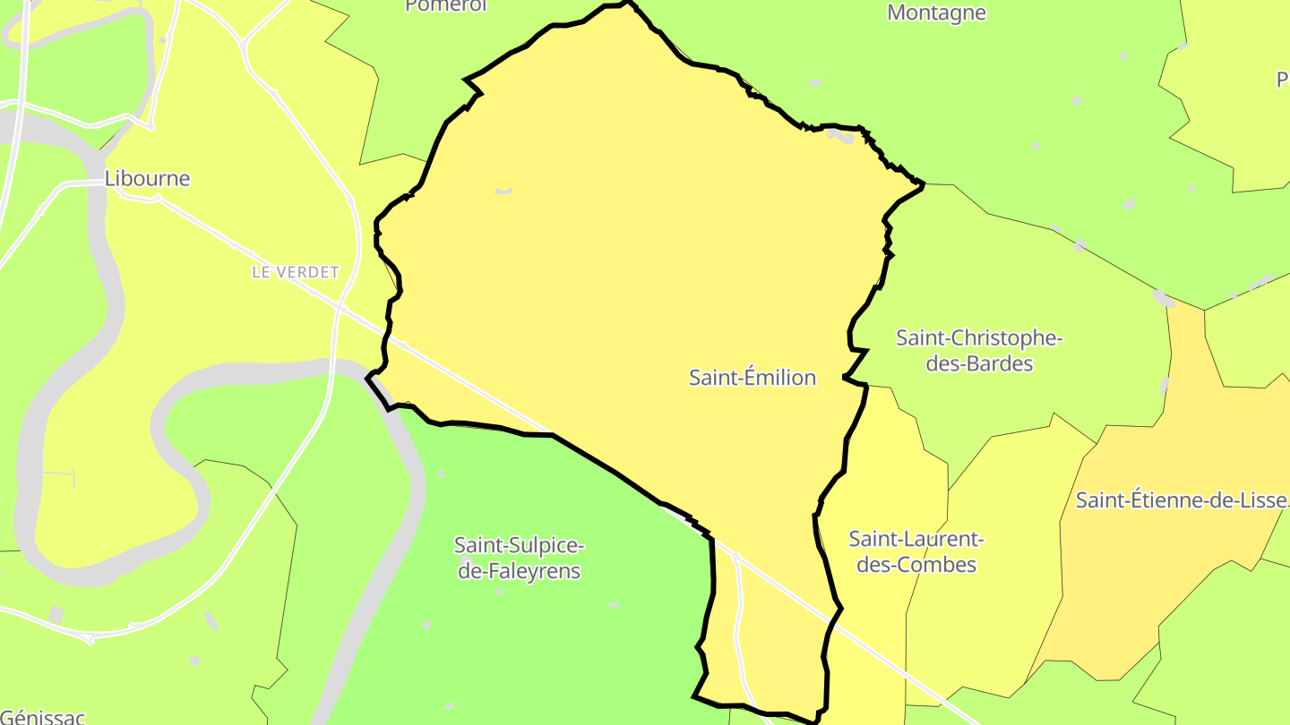 Carte des prix de l'immobilier Saint-Émilion