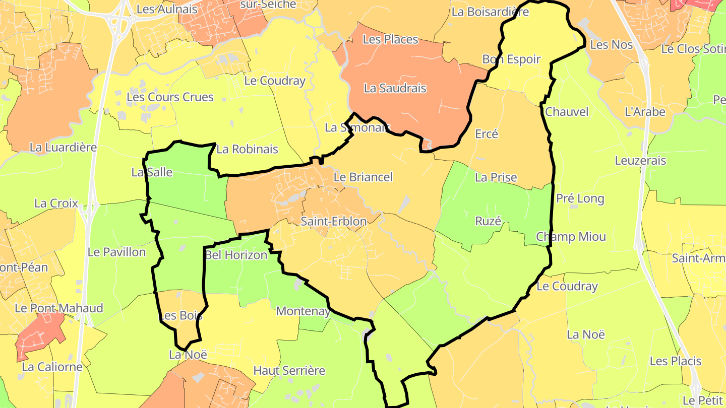 Carte des prix de l'immobilier Saint-Erblon