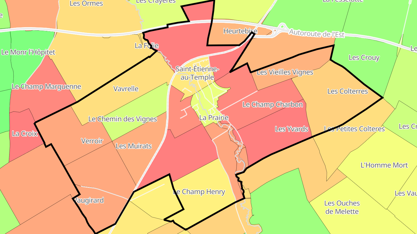Carte des prix de l'immobilier Saint-Étienne-au-Temple