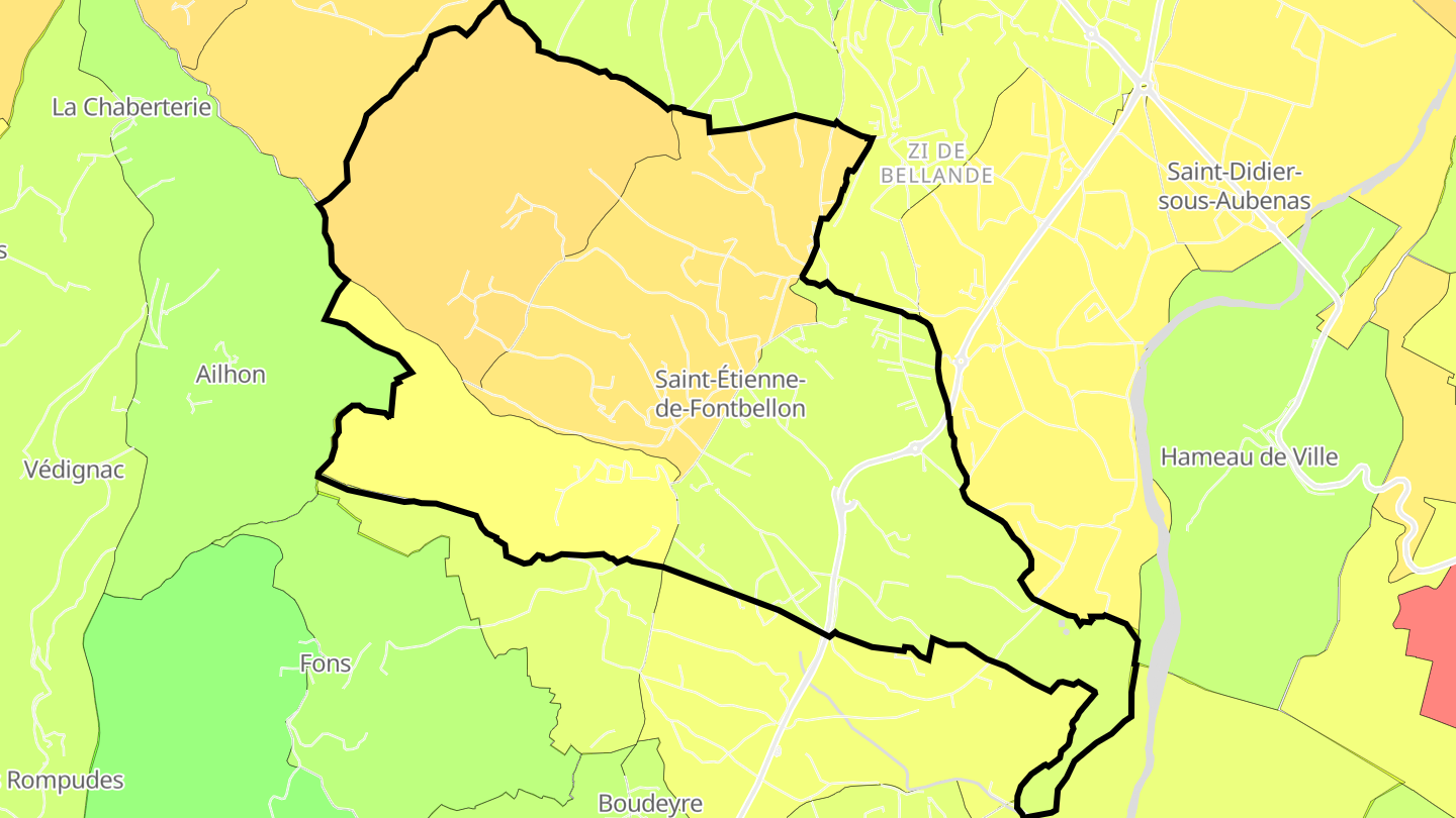 Carte des prix de l'immobilier Saint-Étienne-de-Fontbellon