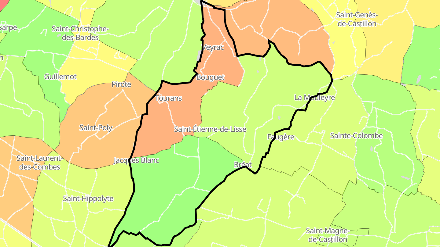 Carte des prix de l'immobilier Saint-Étienne-de-Lisse