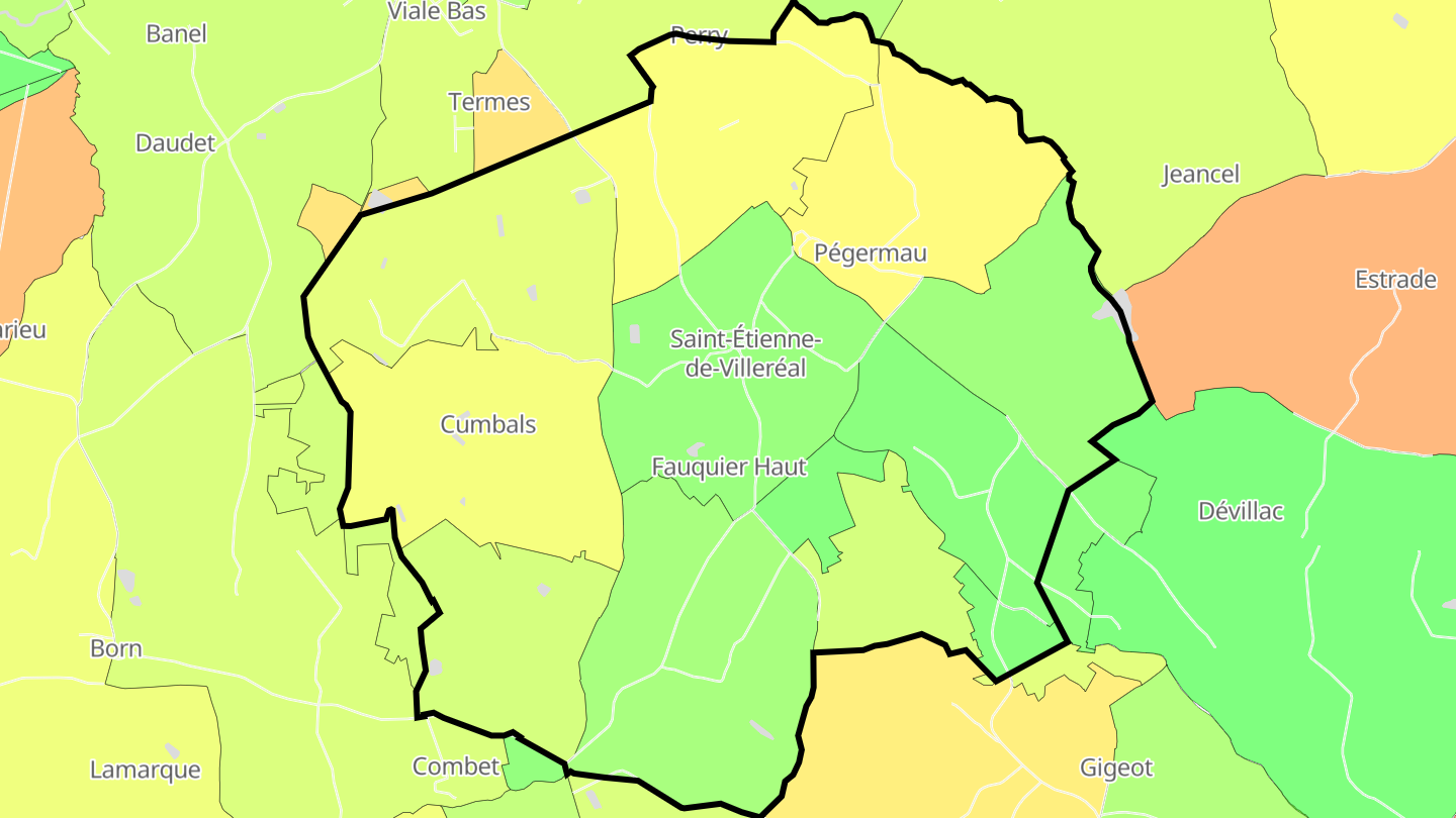 Carte des prix de l'immobilier Saint-Étienne-de-Villeréal
