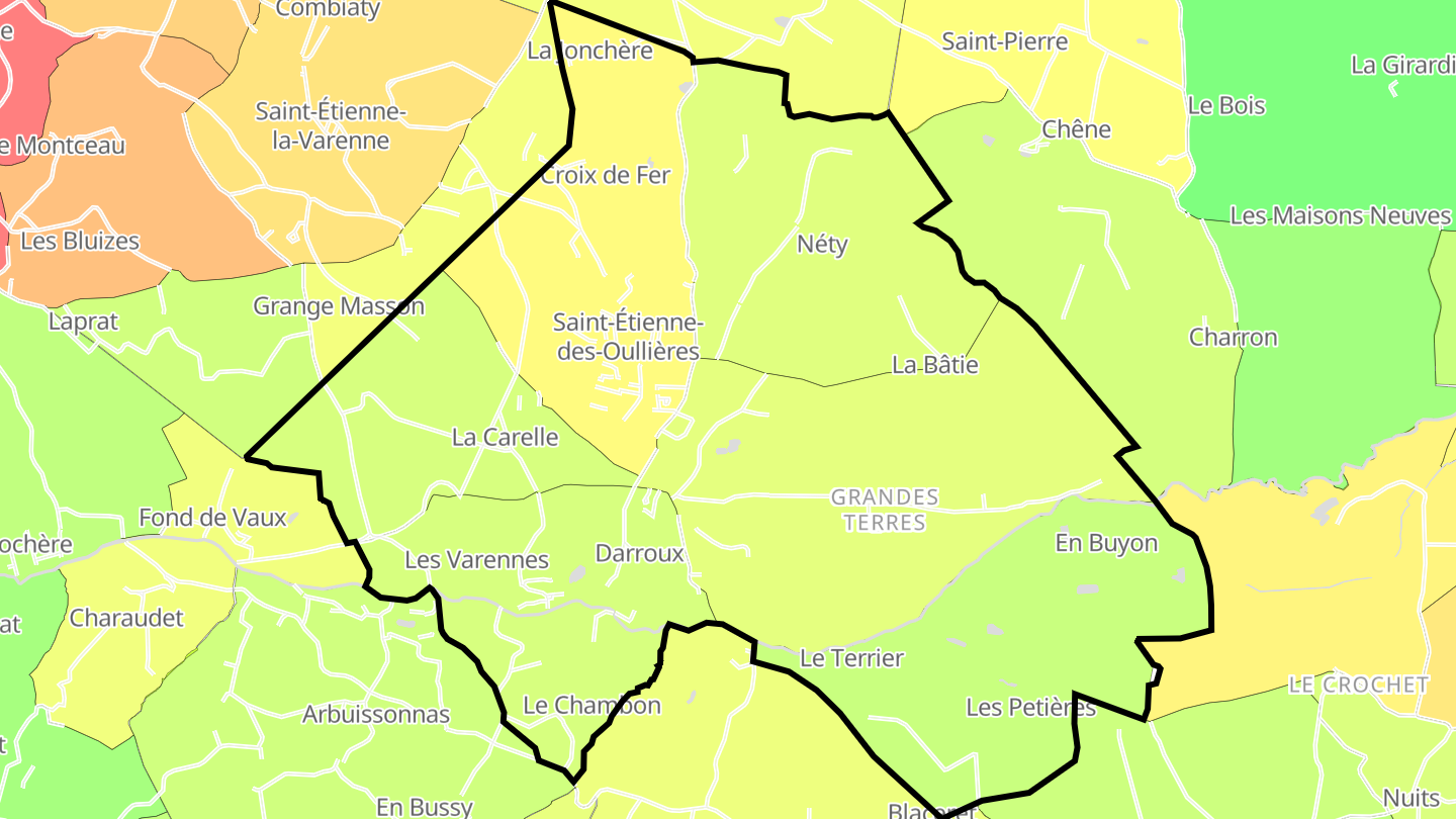 Carte des prix de l'immobilier Saint-Étienne-des-Oullières