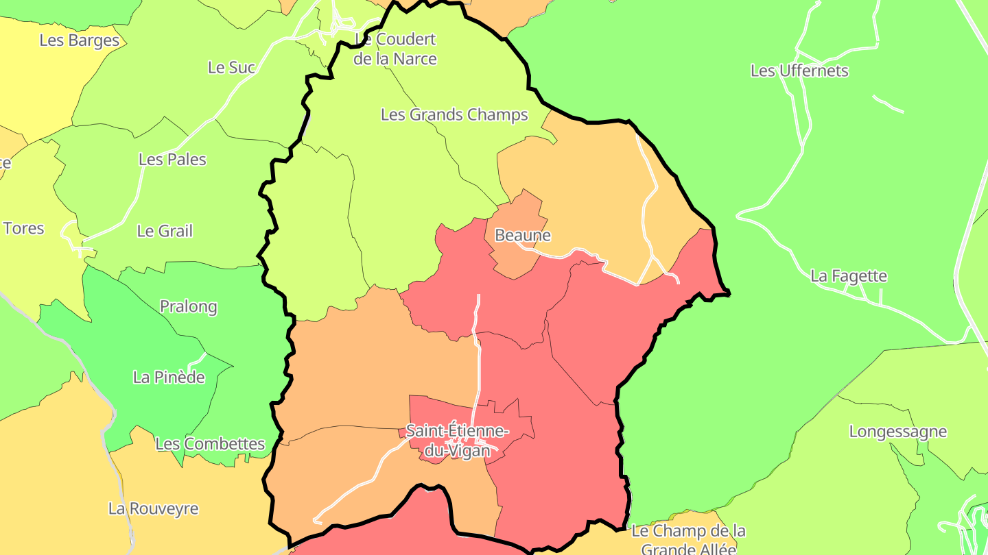 Carte des prix de l'immobilier Saint-Étienne-du-Vigan