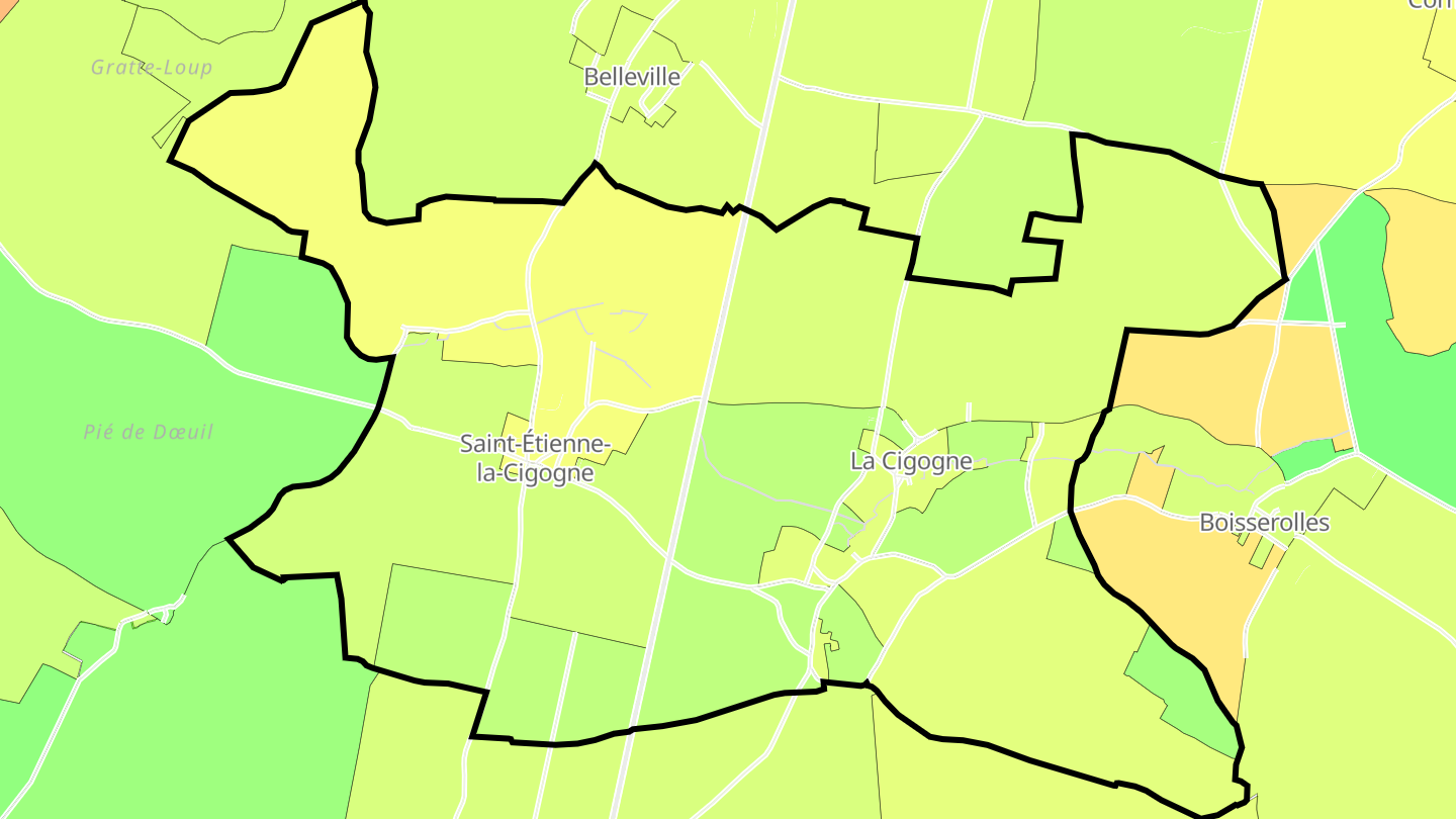 Carte des prix de l'immobilier Saint-Étienne-la-Cigogne