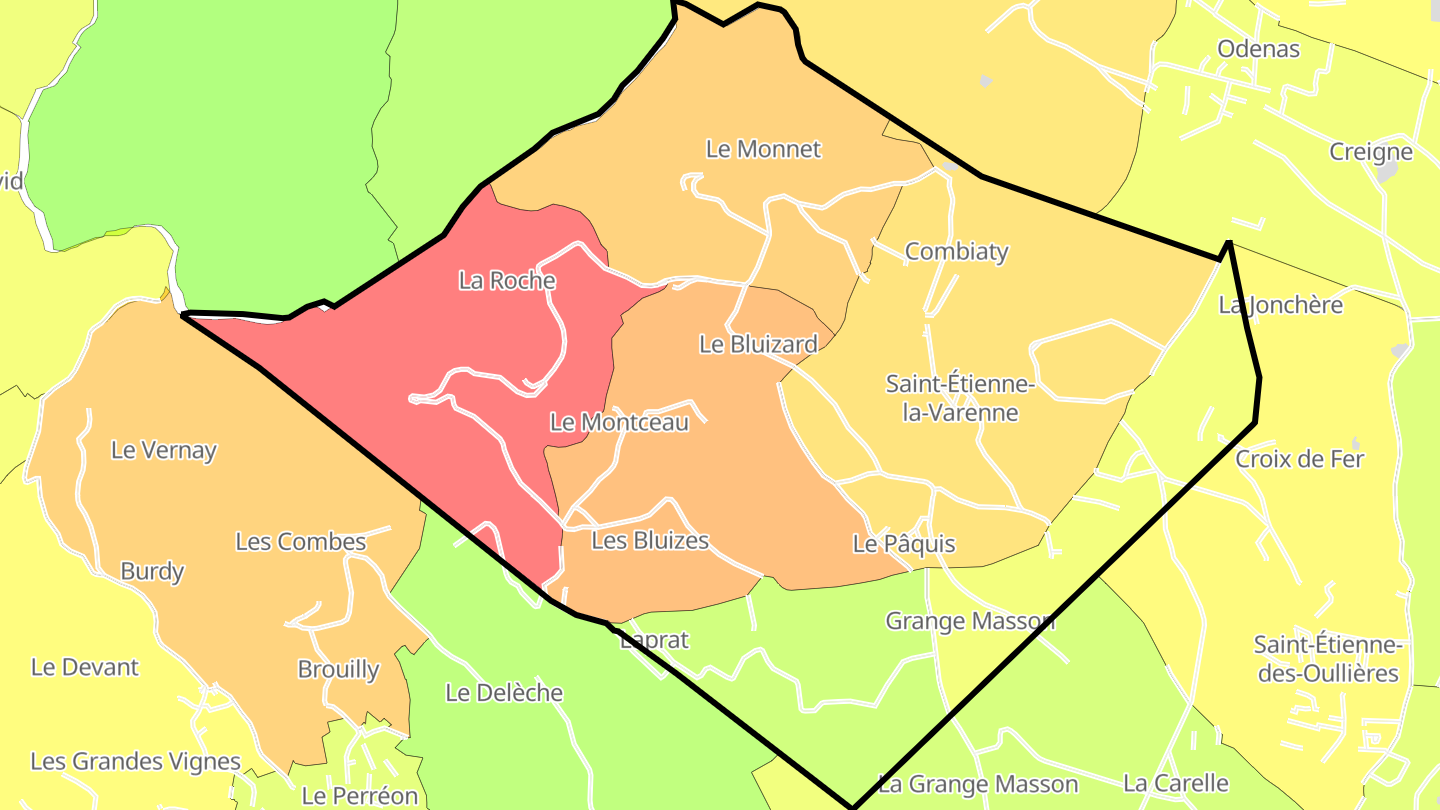 Carte des prix de l'immobilier Saint-Étienne-la-Varenne