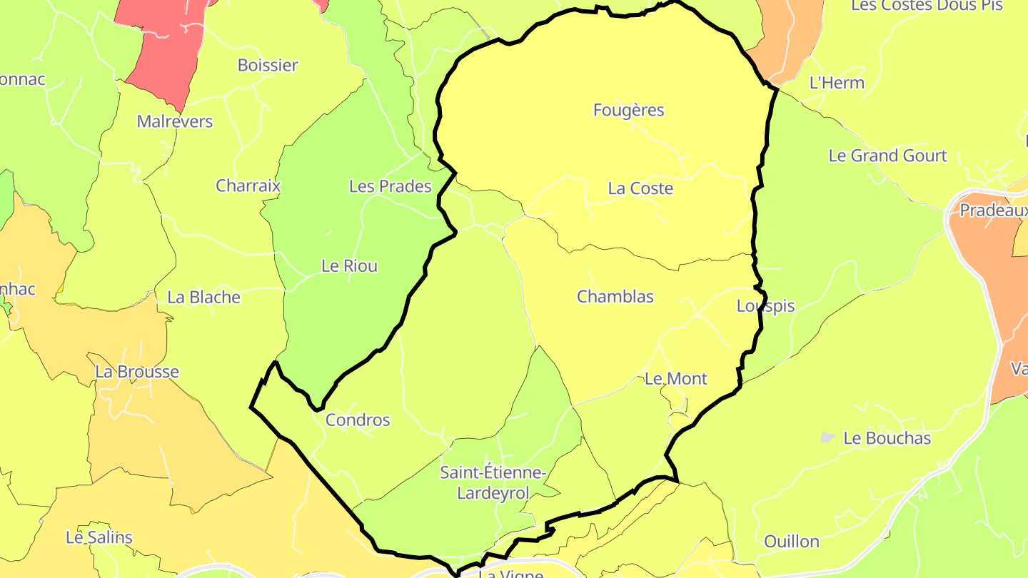 Carte des prix de l'immobilier Saint-Étienne-Lardeyrol
