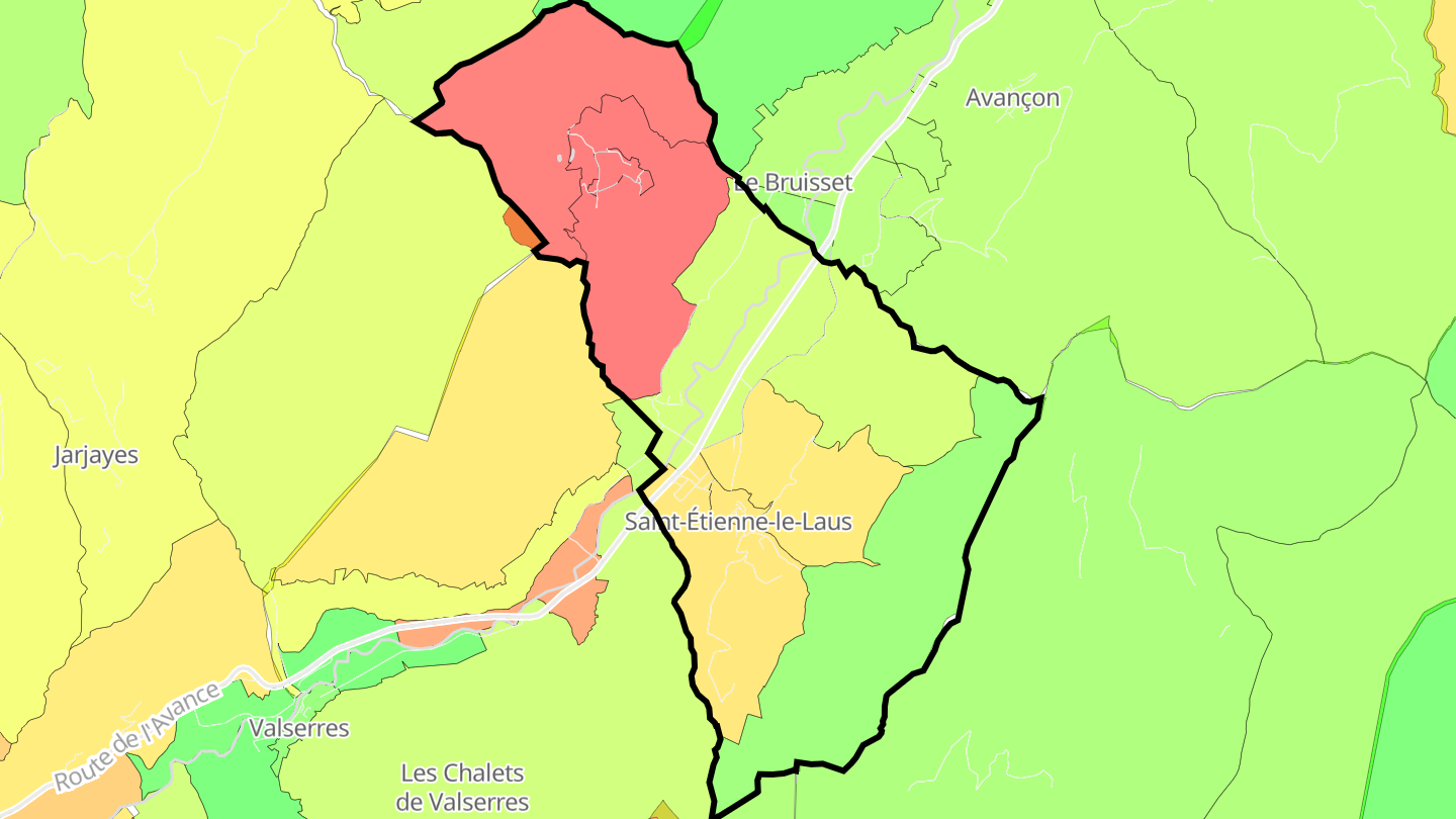 Carte des prix de l'immobilier Saint-Étienne-le-Laus